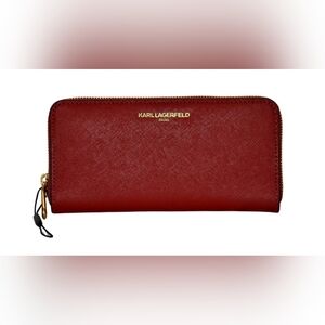 Karl Lagerfeld Paris Red Saffiano Leather Continental Wallet